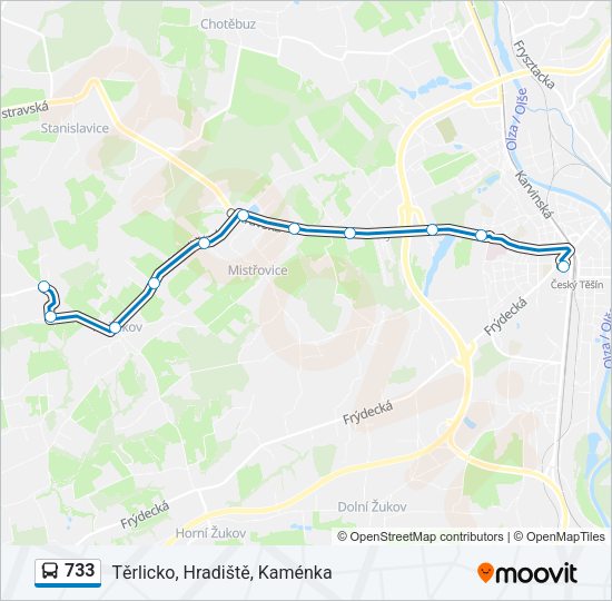 Автобус 733: карта маршрута