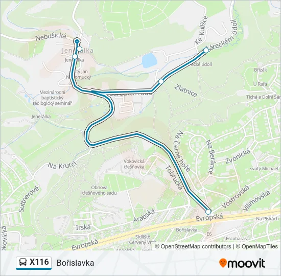 Автобус X116: карта маршрута
