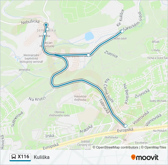 Автобус X116: карта маршрута