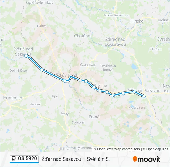 Поезд OS 5920: карта маршрута