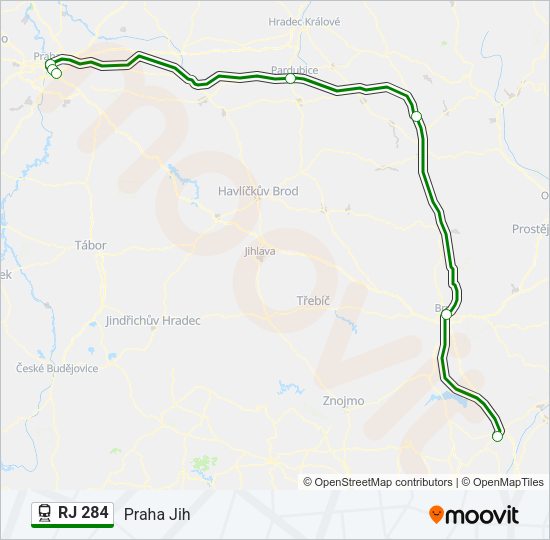 Поезд RJ 284: карта маршрута