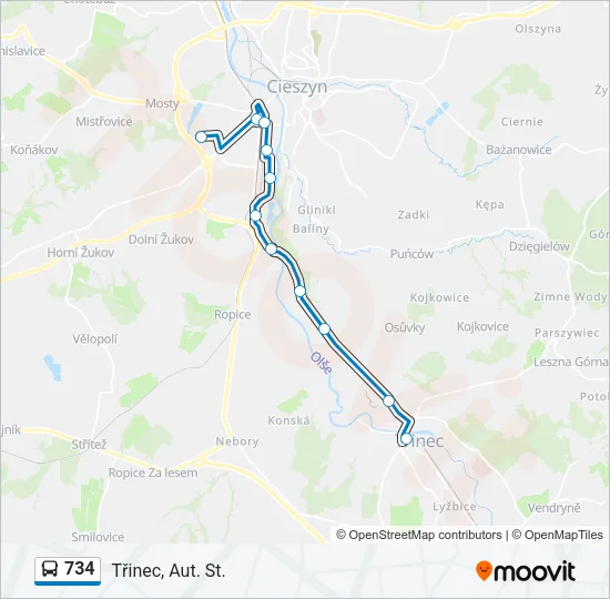 734 Bus Line Map