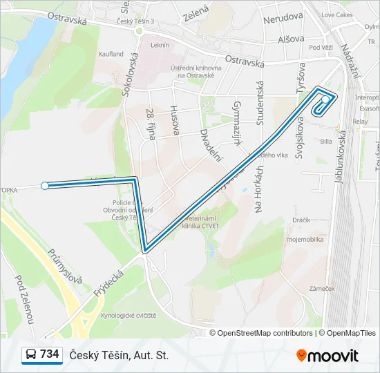 734 Bus Line Map