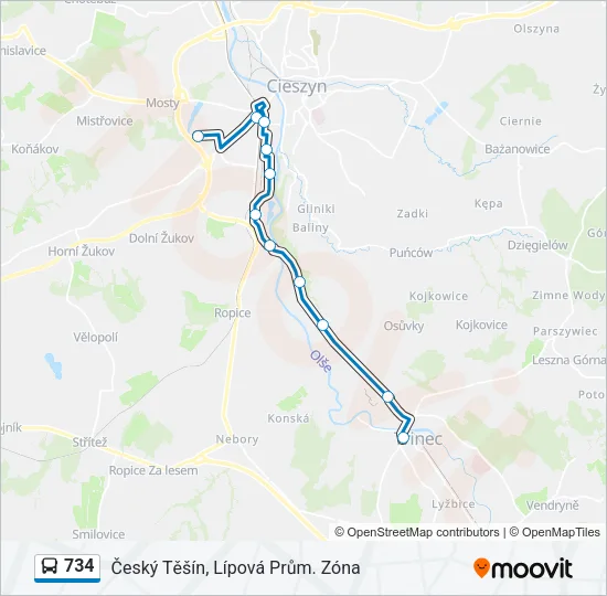 734 Bus Line Map