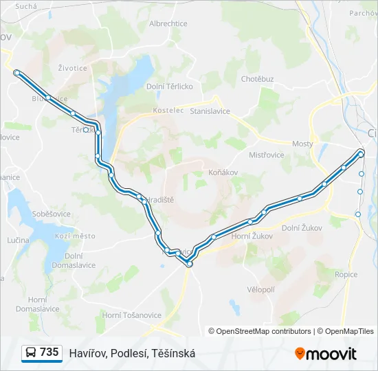 735 Bus Line Map