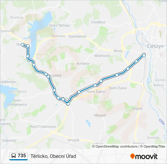 Автобус 735: карта маршрута