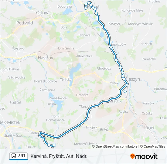 Автобус 741: карта маршрута