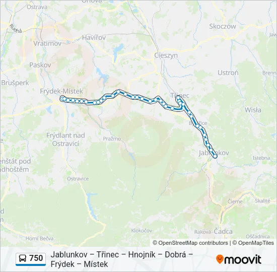 Автобус 750: карта маршрута