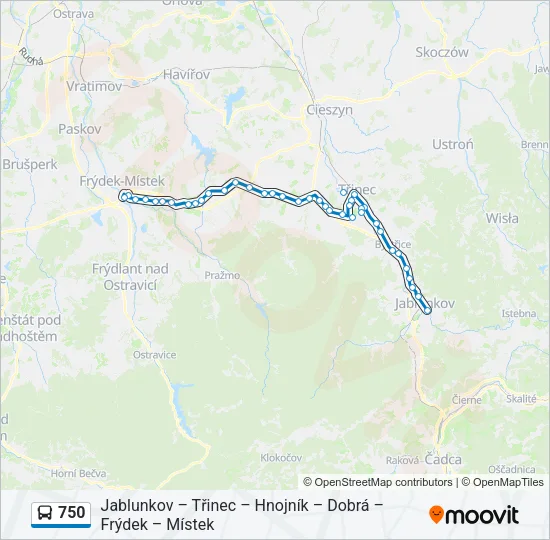 Автобус 750: карта маршрута