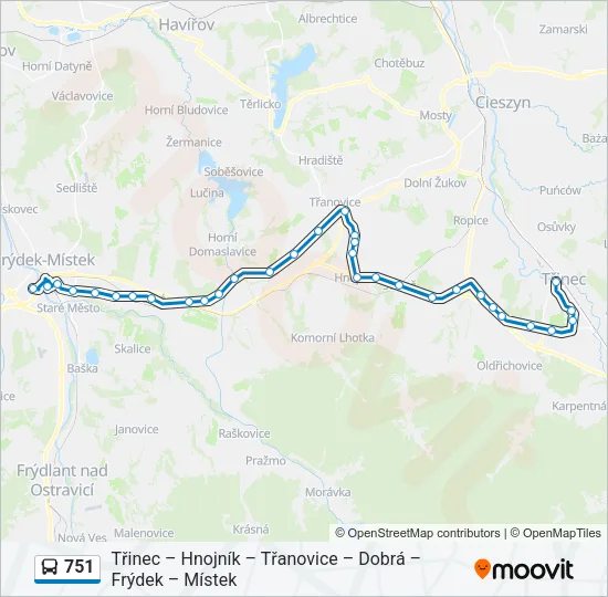 Автобус 751: карта маршрута