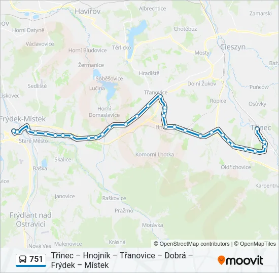 Автобус 751: карта маршрута