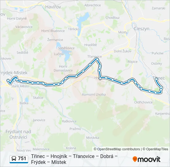 Автобус 751: карта маршрута