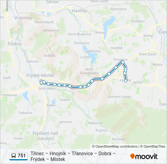 Автобус 751: карта маршрута