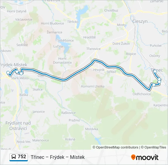 Автобус 752: карта маршрута