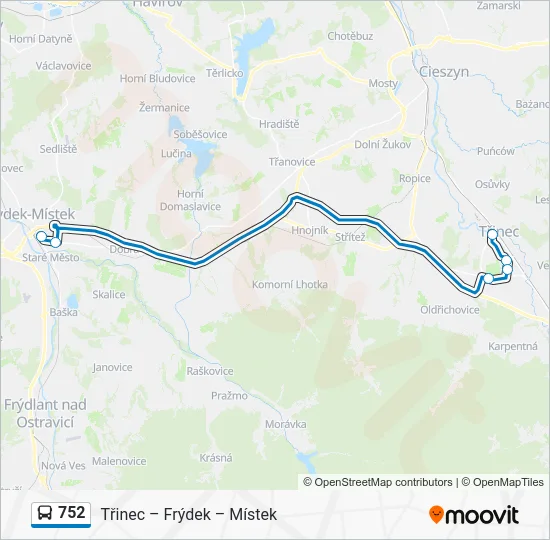 Автобус 752: карта маршрута