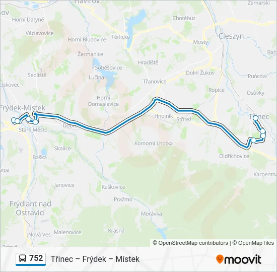 Автобус 752: карта маршрута