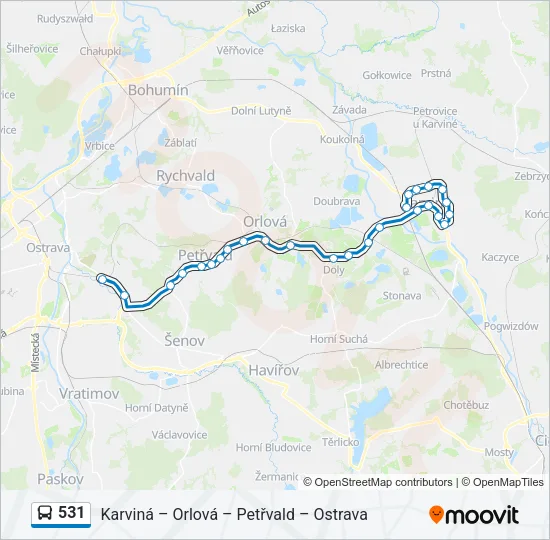 Автобус 531: карта маршрута