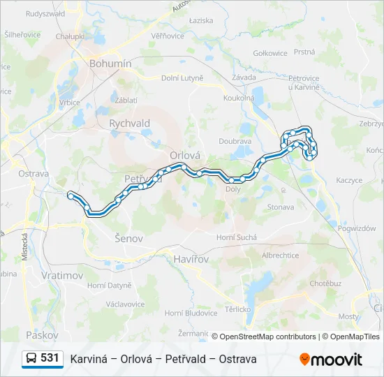 Автобус 531: карта маршрута