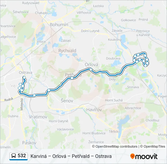 Автобус 532: карта маршрута