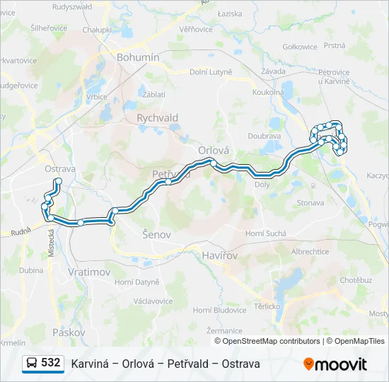 Автобус 532: карта маршрута