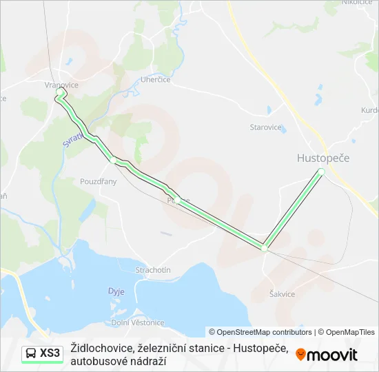 Автобус XS3: карта маршрута