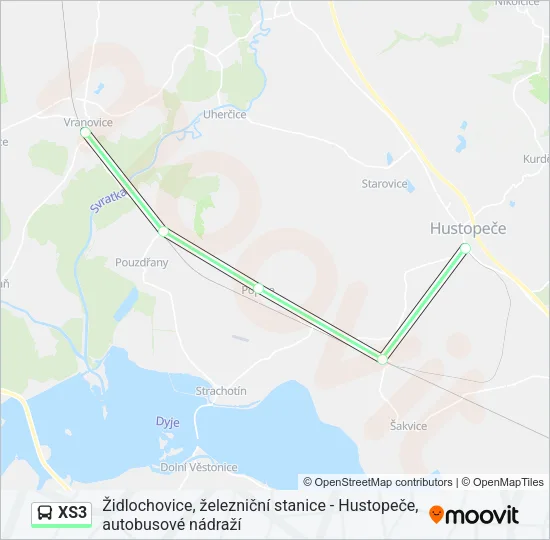 Автобус XS3: карта маршрута