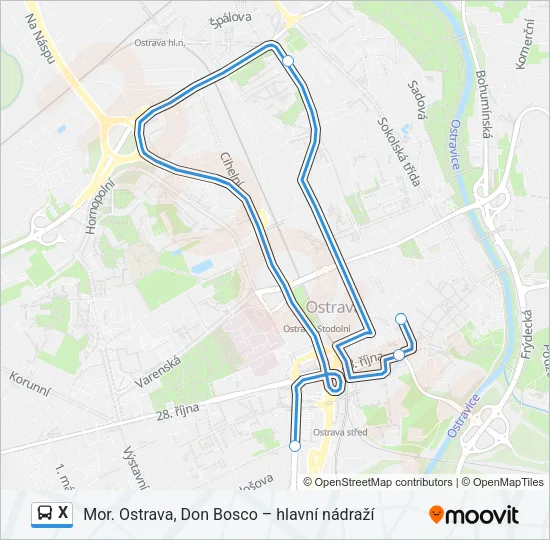 X Bus Line Map