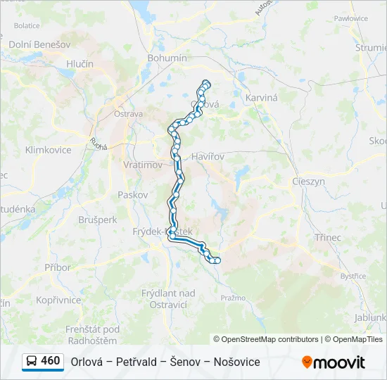 460 autobus Mapa linky