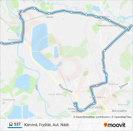 Автобус 537: карта маршрута