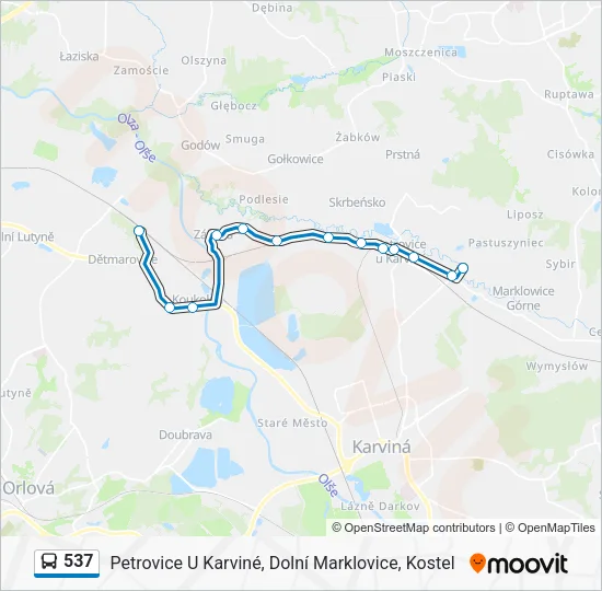Автобус 537: карта маршрута