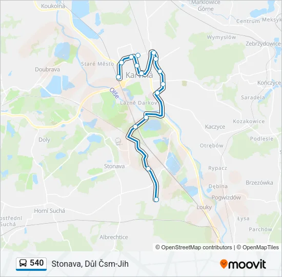 540 autobus Mapa linky
