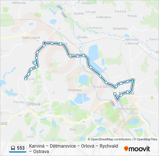 Автобус 553: карта маршрута