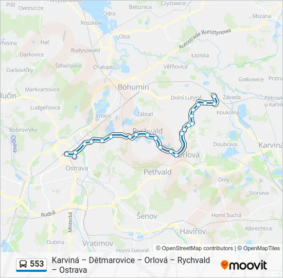 Автобус 553: карта маршрута