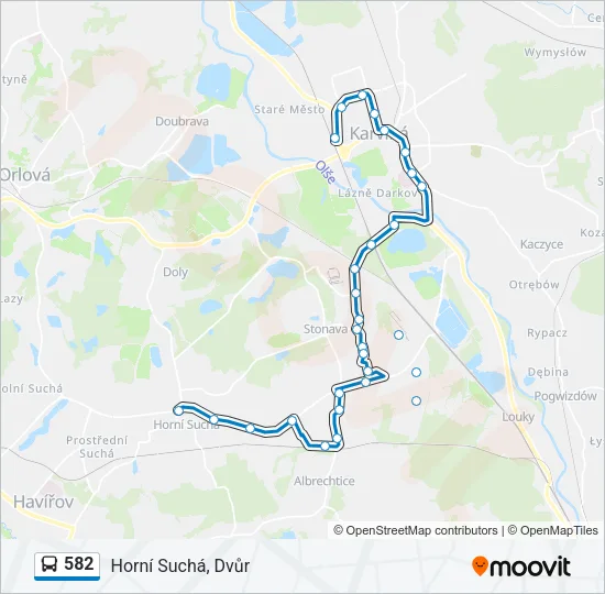 582 autobus Mapa linky