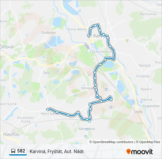 582 autobus Mapa linky