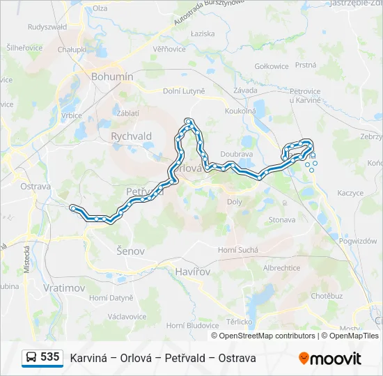 Автобус 535: карта маршрута