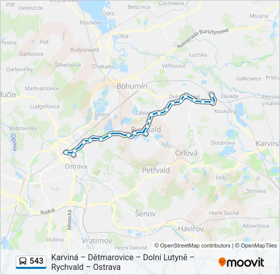 543 autobus Mapa linky