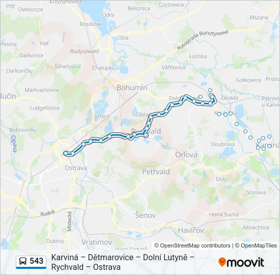 543 autobus Mapa linky