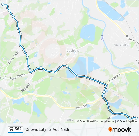 562 autobus Mapa linky