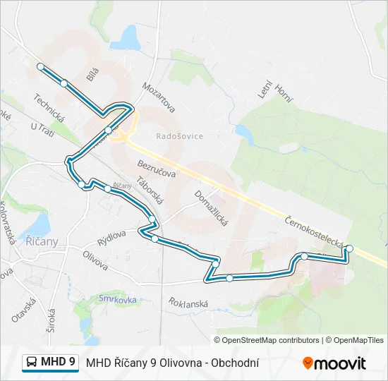 Автобус MHD 9: карта маршрута