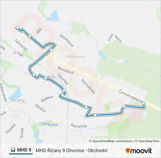Автобус MHD 9: карта маршрута