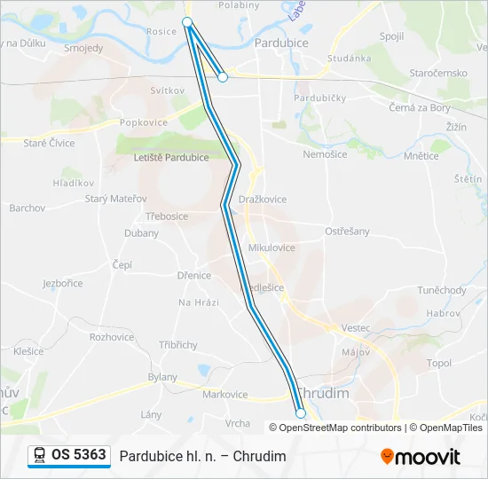 Поезд OS 5363: карта маршрута