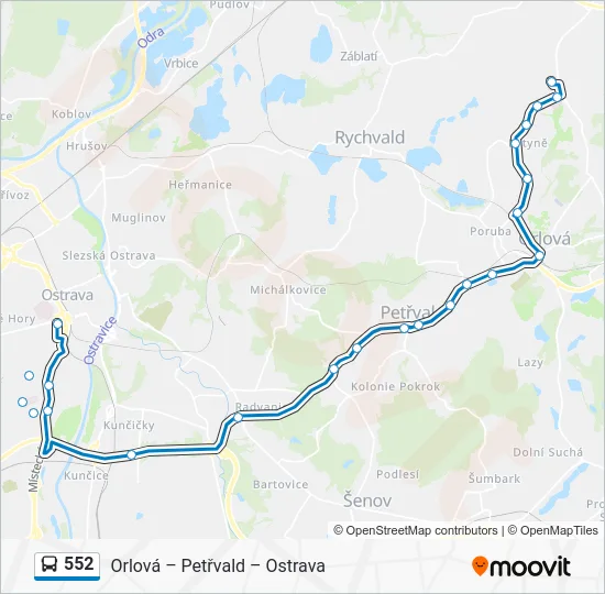 Автобус 552: карта маршрута