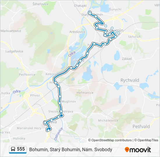 Автобус 555: карта маршрута