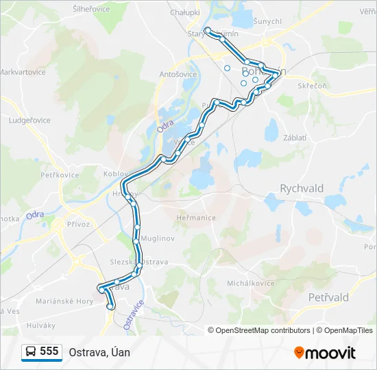 Автобус 555: карта маршрута
