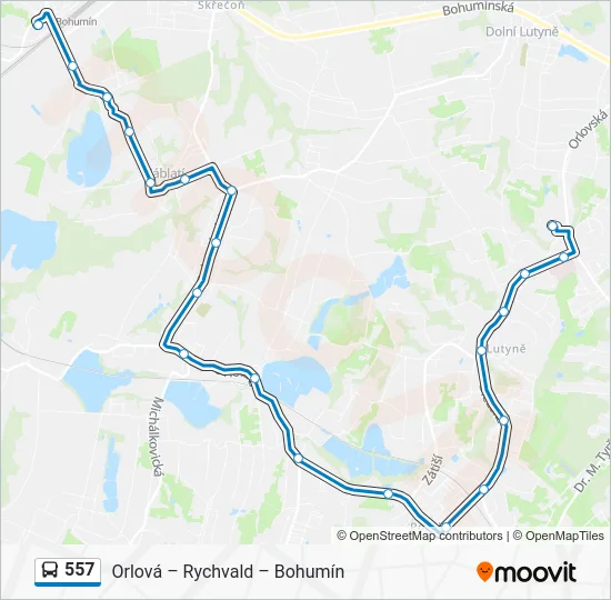Автобус 557: карта маршрута