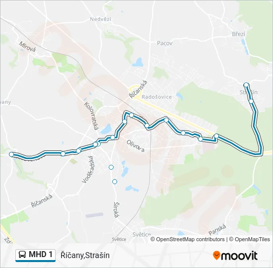 Автобус MHD 1: карта маршрута