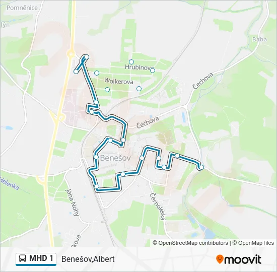 MHD 1 Bus Line Map