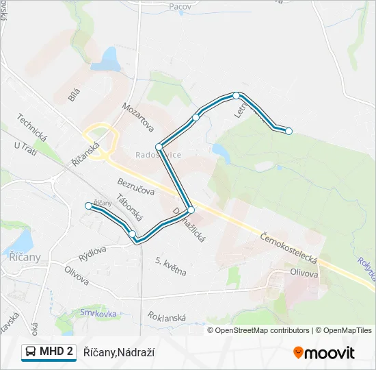 Автобус MHD 2: карта маршрута