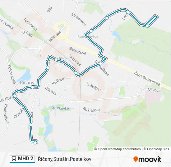 Автобус MHD 2: карта маршрута